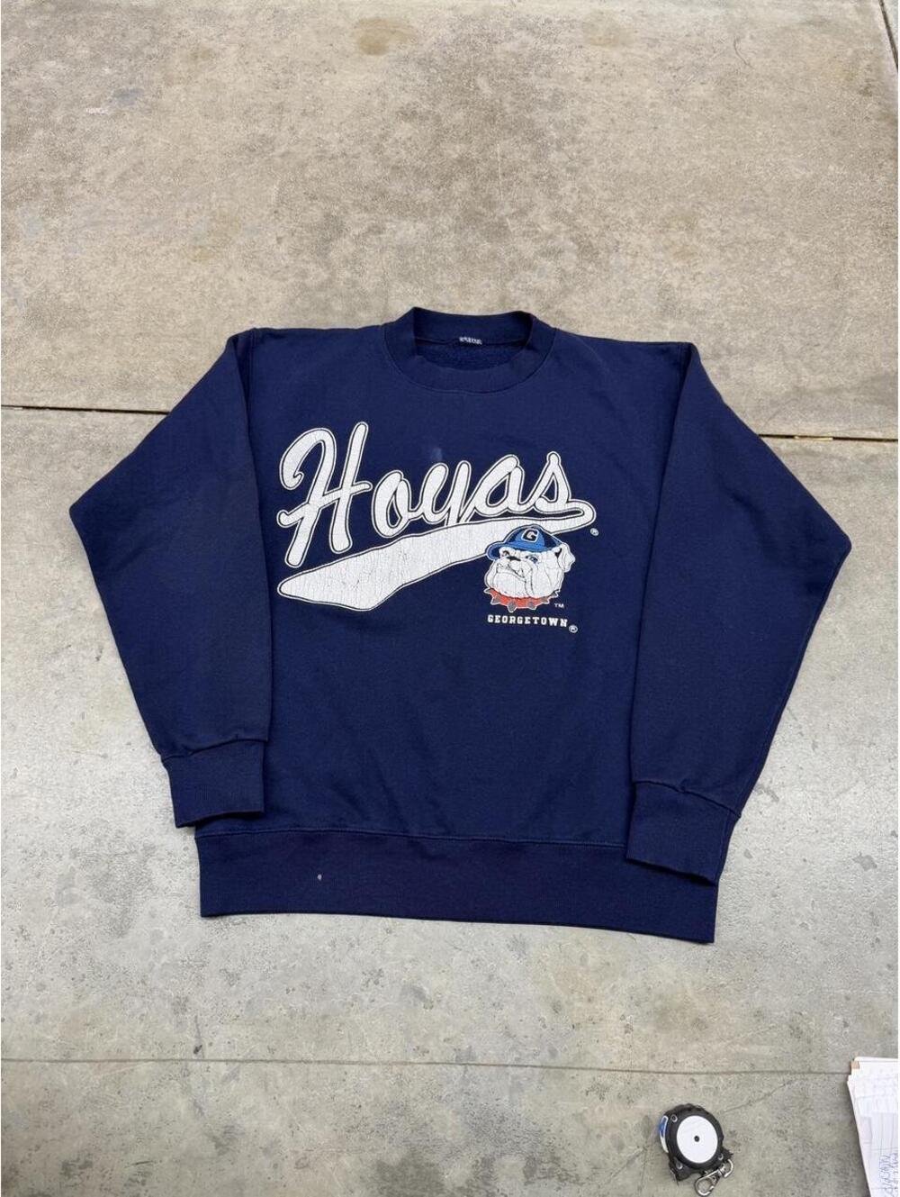 vintage georgetown university hoyas navy collegiate crewneck size large